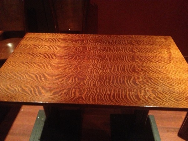 dark brown solid oak restaurant table