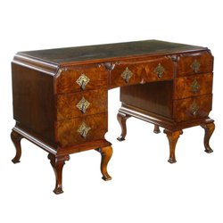 The Mill Collection Art Deco Carved Walnut Chinoiserie Writing Table Desk