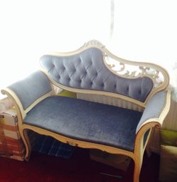 Vintage Chaise Lounge with ivory frame