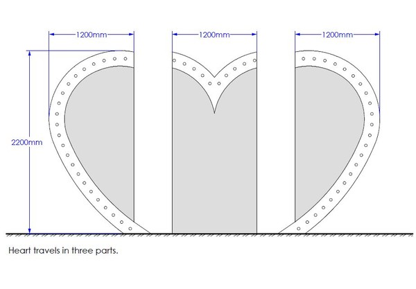 Heart prop travel components CAD drawing