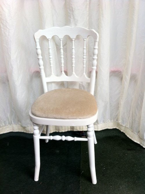 White Napoleon style banqueting chairs White Napoleon style banqueting chairs