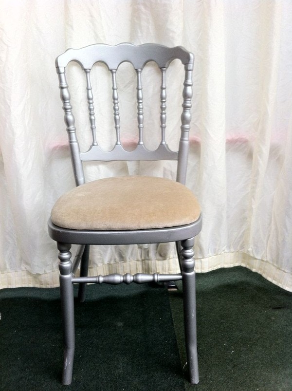 Silver Napoleon style banqueting chairs