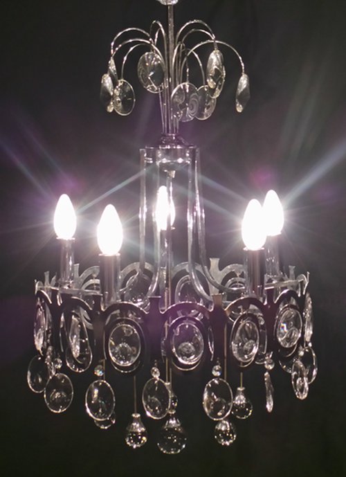 5 Candle Chrome and Glass Chandelier 5 Candle Chrome and Glass Chandelier