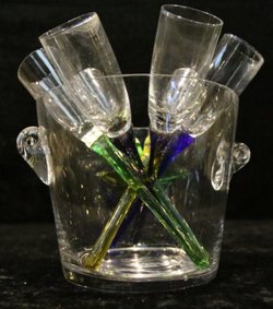 Small Glass Ice Buckets with stemless Champagne flutes