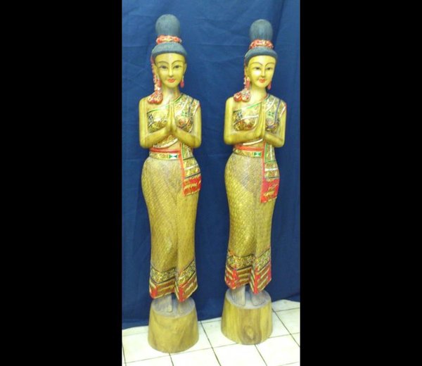 Pair 2 Sawasdee Thai Lady Statues