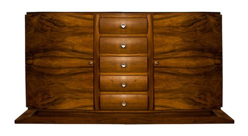 French Art Deco Credenza by “Adnet” Burr Walnut French Art Deco Credenza by “Adnet” Burr Walnut