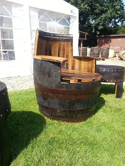 Oak barrel garden arm chairs