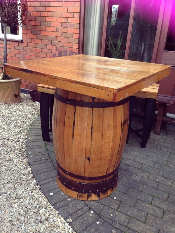 Reclaimed whisky barrel table for sale