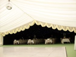 Ivory 12m marquee reveal curtain for sale