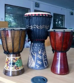 3 African dejembe drums