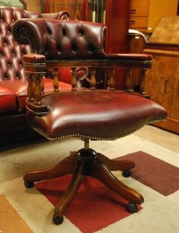 Red Chesterfield Office Captain Chair