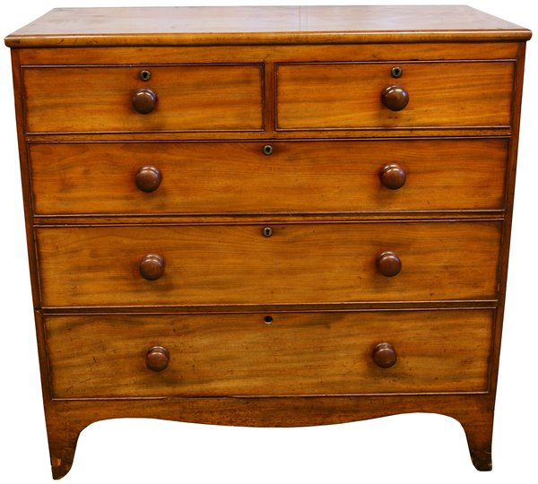 Victorian Mahogany 2 over 3 Chest of Drawers Smooth Leg