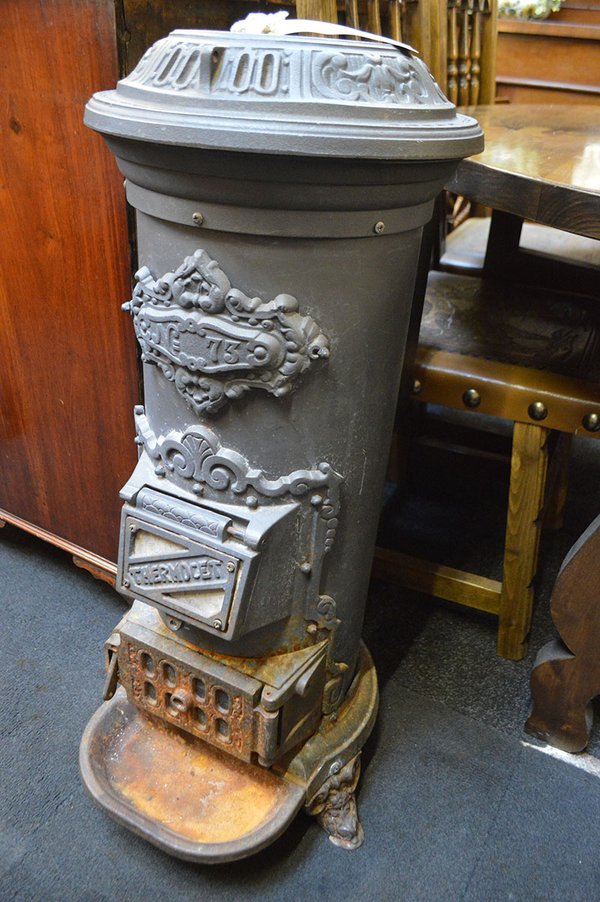 Cast Iron Small Reproduction Victorian Gas Fired Belly Stove