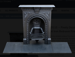 Finely Detailed Antique Cast Iron Bedroom Fireplace