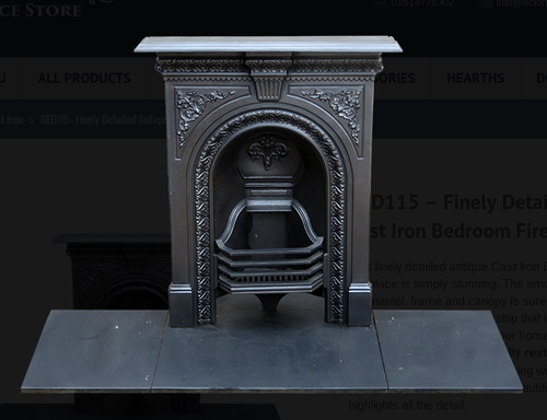Finely Detailed Antique Cast Iron Bedroom Fireplace Finely Detailed Antique Cast Iron Bedroom Fireplace
