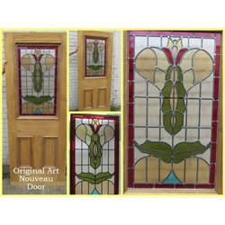 Art Nouveau stained glass panel