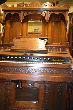 Beautifully Carved Walnut Church Organ