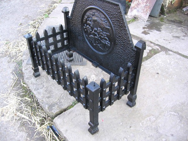Buy Cast Iron Fire Grate with ornate back plate