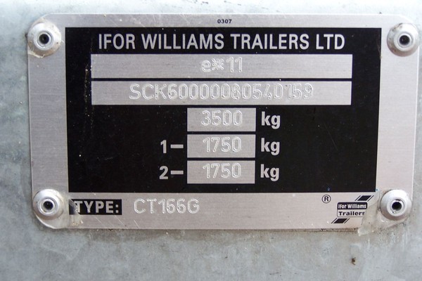 Ifor Williams CT166G Vin Plate