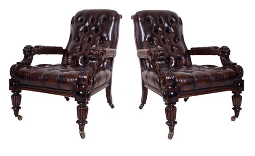 Pair of Library Leather Chairs Pair of Library Leather Chairs