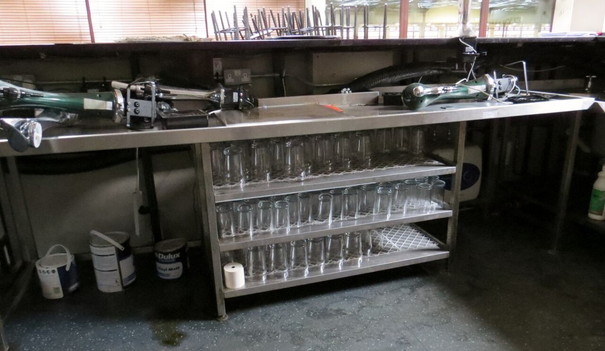 Secondhand Pub Equipment Back Bar LH + RH + Centre Stainless Steel