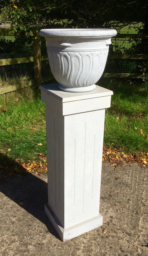 Stone Effect Urn on Pillar