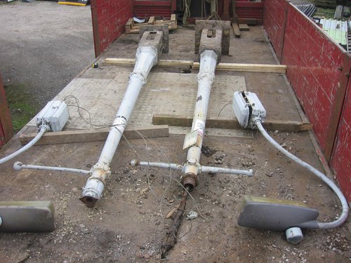 Traditional cast iron lamp post with ladder rack