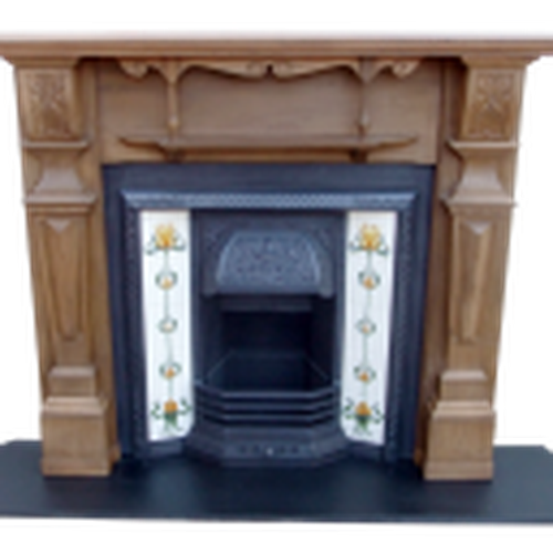 Original Pine Fire Surround with Cast Iron Insert