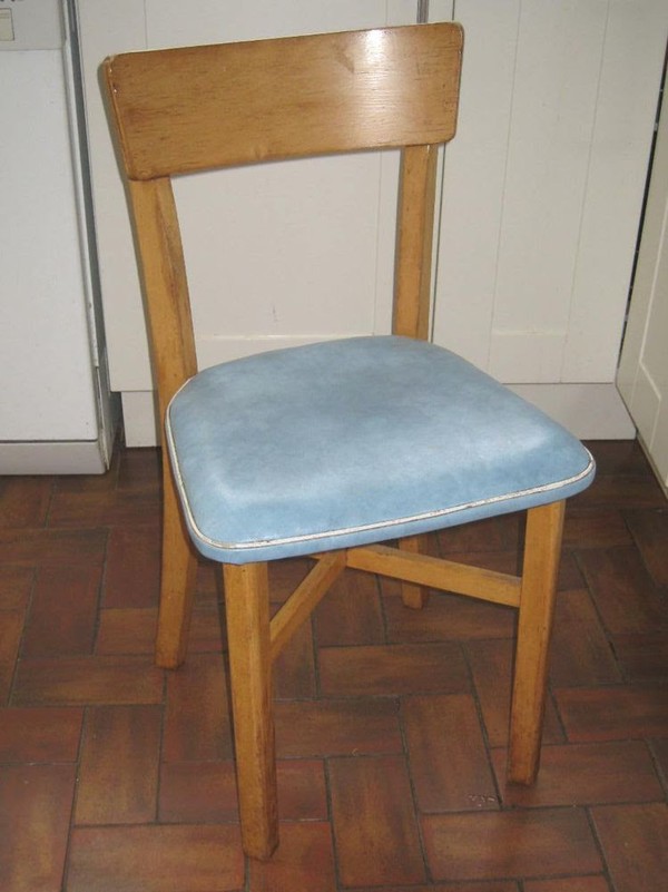 1950’s Vintage Beechwood & Vinyl 3 Chairs and a Stool