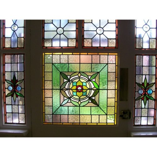 Victorian Edwardian Stained glass door with surrounding transome Victorian Edwardian Stained glass door with surrounding transome