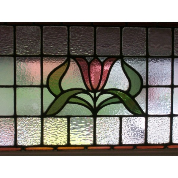 Victorian Edwardian Stained glass door with surrounding transome