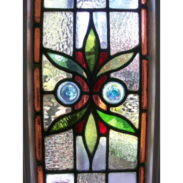 Victorian Edwardian Stained glass door with surrounding transome