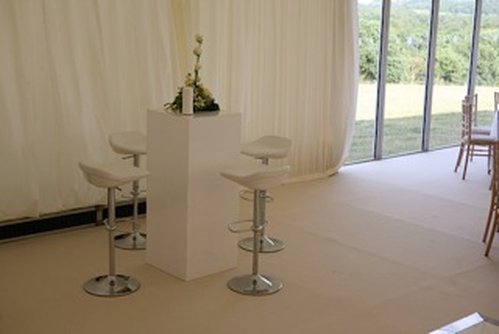 Ten White and chrome bar stools. Ten White and chrome bar stools.