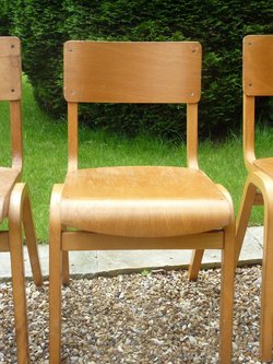 Vintage Stacking Wooden School Chapel Tecta Cafe Bar Chairs