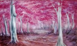 Pink Blossom Tree Forest Backdrop