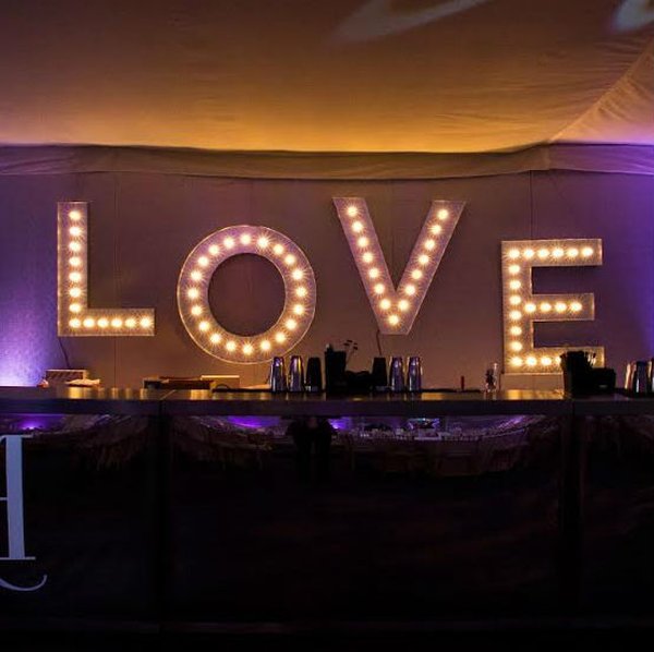 Illuminated "Love" letters