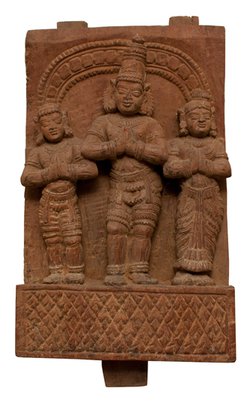Early 19th Century Panel from India Lord Vishnu and Attendants