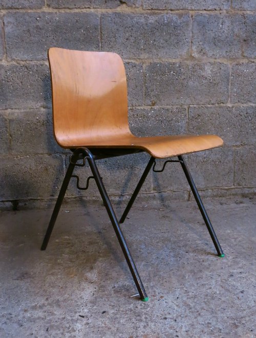 1960s Vintage Steel and Ply stacking 'Sterlux' Chairs 1960s Vintage Steel and Ply stacking 'Sterlux' Chairs