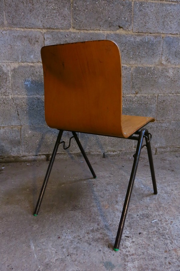1960s Vintage Steel and Ply stacking 'Sterlux' Chairs
