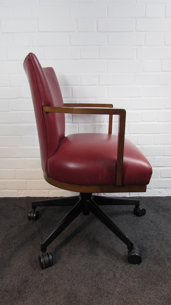 Red Leather Morgan Swivel Desk Chairs