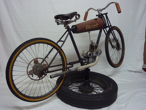 1920s French Motorcycle and Vintage Wheel Stand