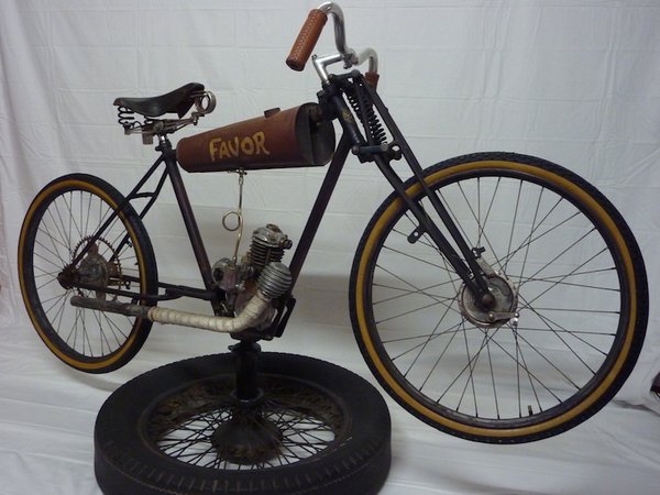 1920s French Motorcycle and Vintage Wheel Stand