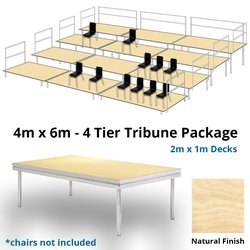 Stage Deck 4 Level Tiered Seating Tribune 4m x 6m Package Natural Finish