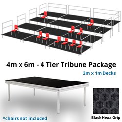 Stage Deck 4 Level Tiered Seating Tribune 4m x 6m Package - Anti Slip Finish