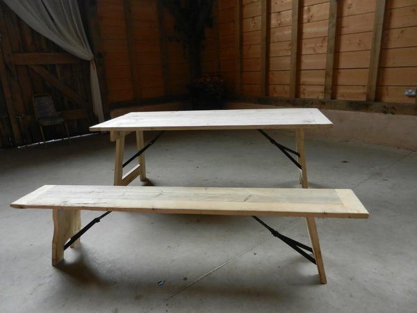 Plank top trestle tables