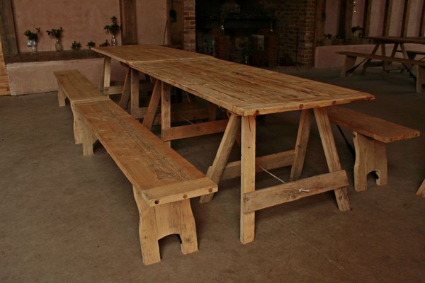 Rustic Trestle Tables and Benches