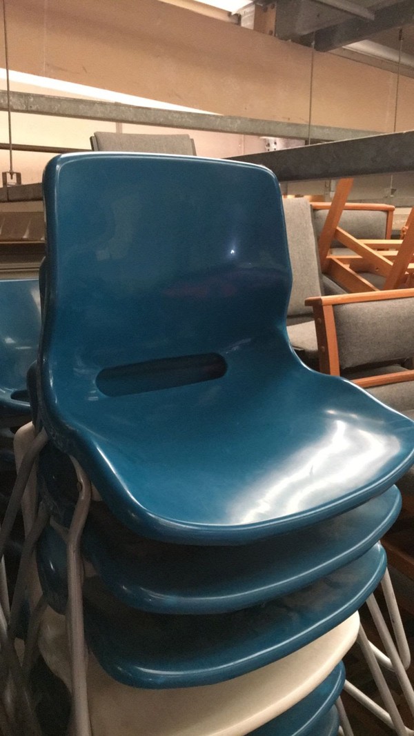 43 Blue Plastic Stacking Chairs