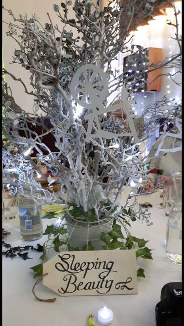 White Wedding Table Decoration With Sign