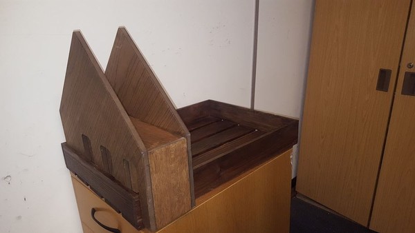 Large Wooden Tray With Risen Side Compartment.