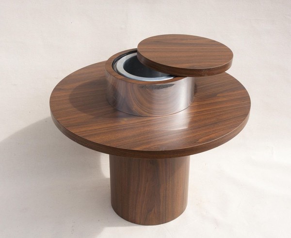 Wood champagne table with ice bucket